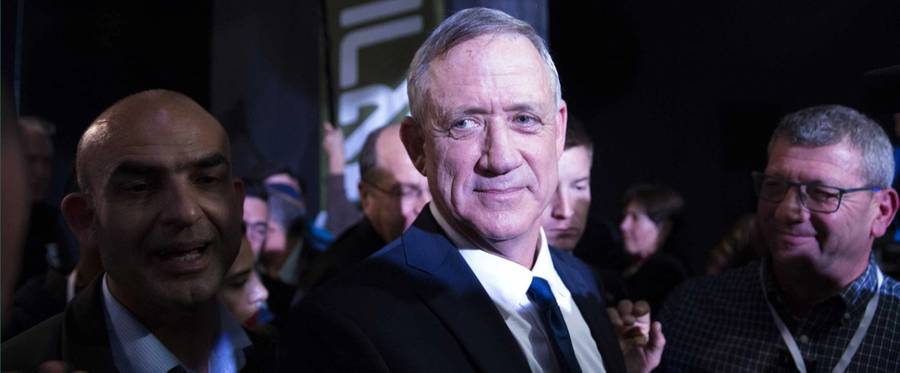 Benny Gantz after speaking to supporters at a campaign event on Jan. 29, 2019, in Tel Aviv.