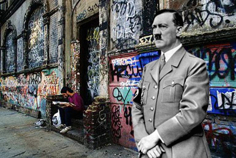 (Collage by Abigail Miller/Tablet Magazine; East Village graffiti photo by Andrew Holbrooke/Corbis; Hitler photo from Deutsches Bundesarchiv via Wikimedia Commons)
