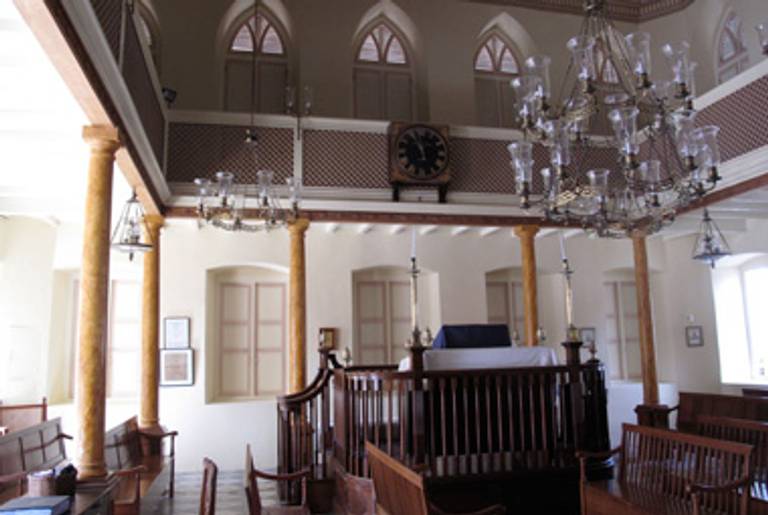 The interior of Barbados's Nidhe Israel synagogue.(Alexander Gelfand)
