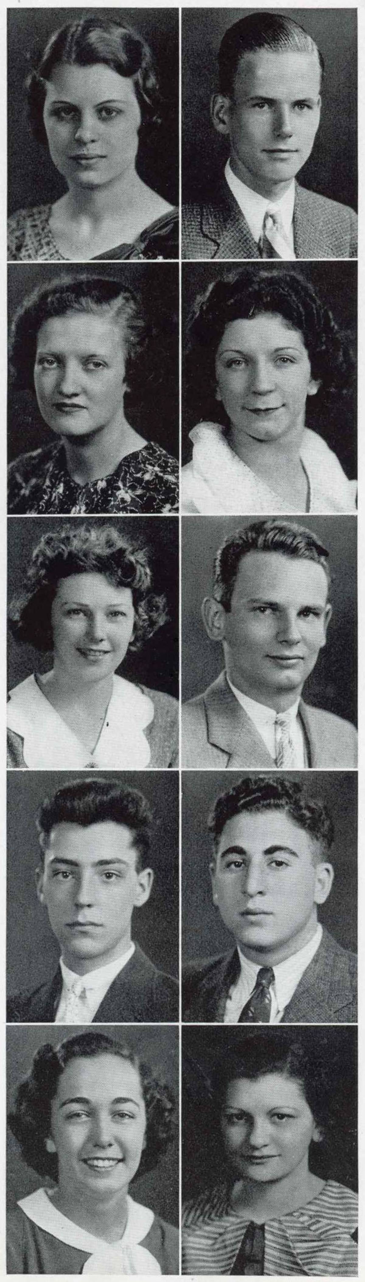 Paula Wohlfeld, bottom left, and classmates' January 1936 Simon Gratz High School graduation pictures