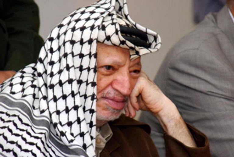 Arafat at a meeting in Ramallah in 2004.(Hussein Hussein/PPO via Getty Images)
