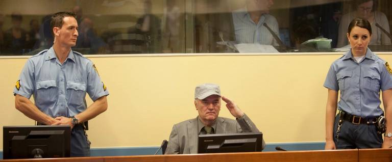 Ratko Mladic makes his first appearance at the International Criminal Tribunal on June 3, 2011 in The Hague, Netherlands.