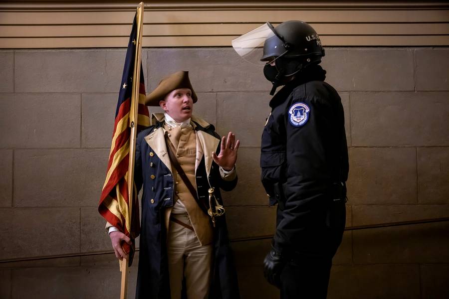A protester inside the U.S. Capitol, Jan. 6, 2021