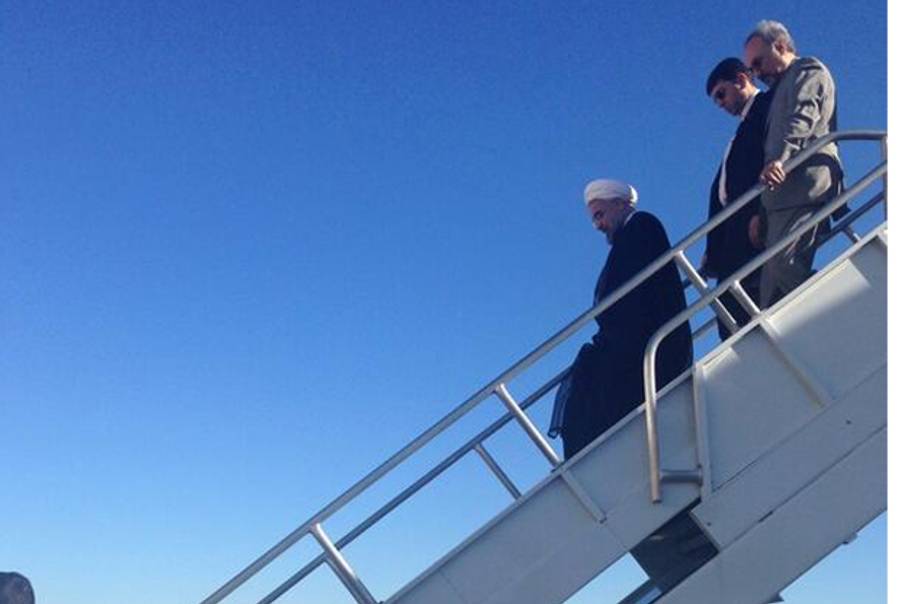 Iranian President Hassan Rouhani arriving in New York for the U.N. General Assembly.(Twitter)
