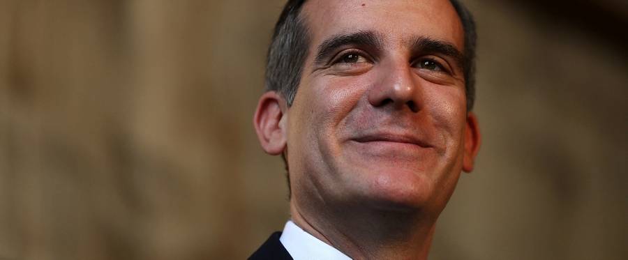 Los Angeles Mayor Eric Garcetti at a campaign event in Los Angeles, California, February 21, 2017. 