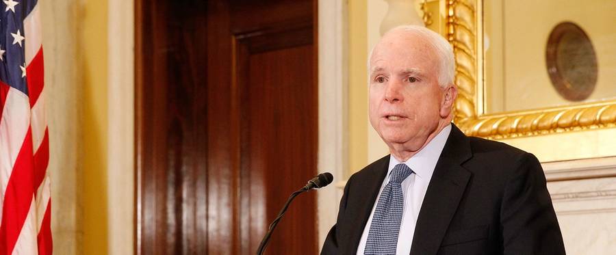 Sen. John McCain (R-AZ) speaks at the Cleveland Clinic Lou Ruvo Center for Brain Health in in Washington, D.C., April 26, 2016. 