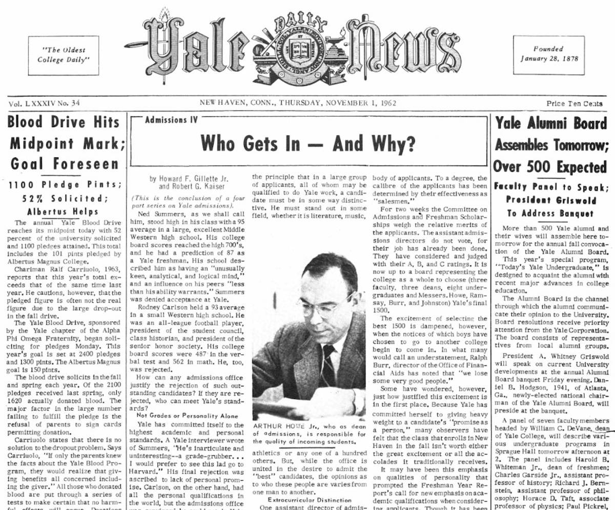 Yale Daily News, Nov. 1, 1962