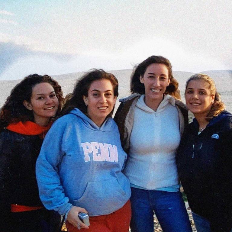 The author, at far left, with friends during her Birthright trip