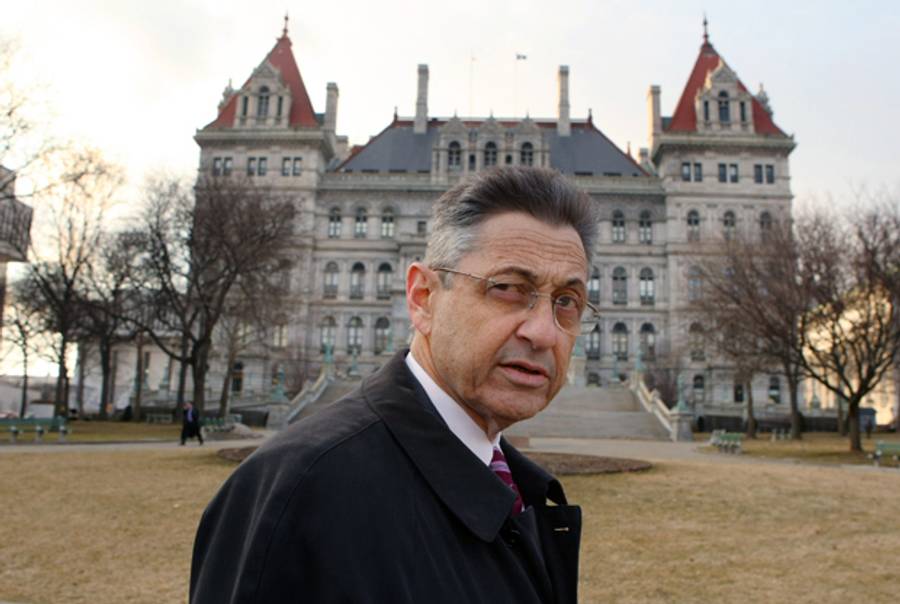 Speaker of the New York State Assembly Sheldon Silver in front of the State Capitol March 12, 2008 in Albany, New York. (Daniel Barry/Getty Images)
