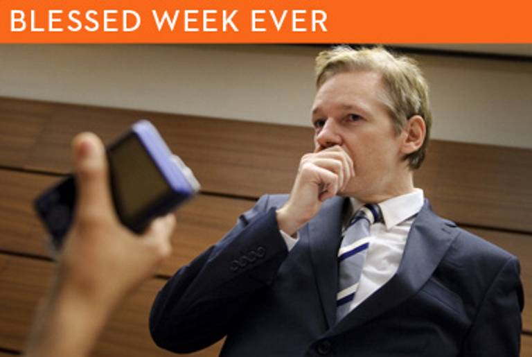 Julian Assange at the United Nations Office in Geneva last month.(Fabrice Coffrini/AFP/Getty Images)