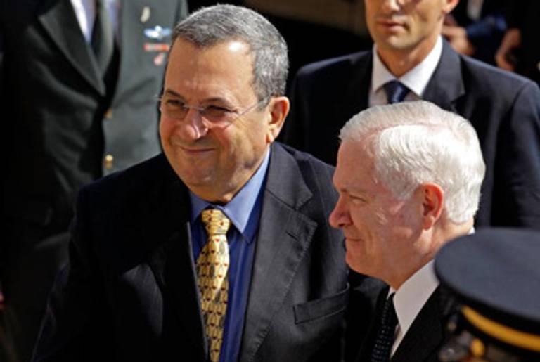 Ehud Barak (with Defense Secretary Robert Gates) on Monday.(Chip Somodevilla/Getty Images)