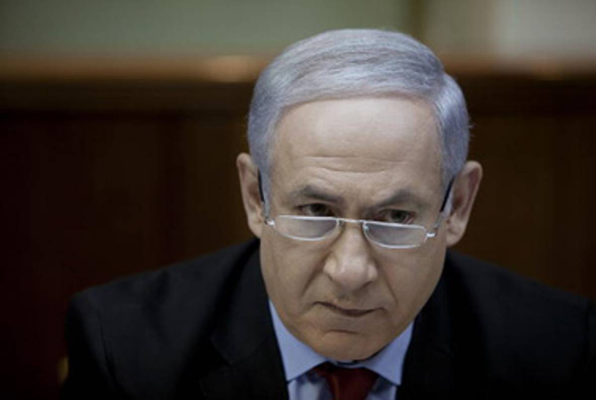 Netanyahu at this week’s Cabinet meeting.(Uriel Sinai/Getty Images)