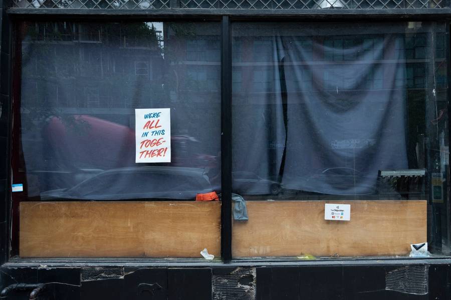 Businesses are closed along Queen Street West, some of the most desirable retail space in Canada, during lockdown on June 7, 2021, in Toronto