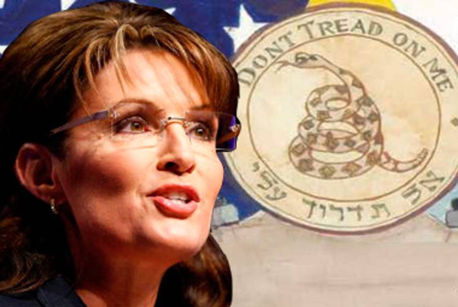 (Photoillustration Tablet Magazine; Sarah Palin photo Ethan Miller/Getty Images; insignia Jews for Palin.)