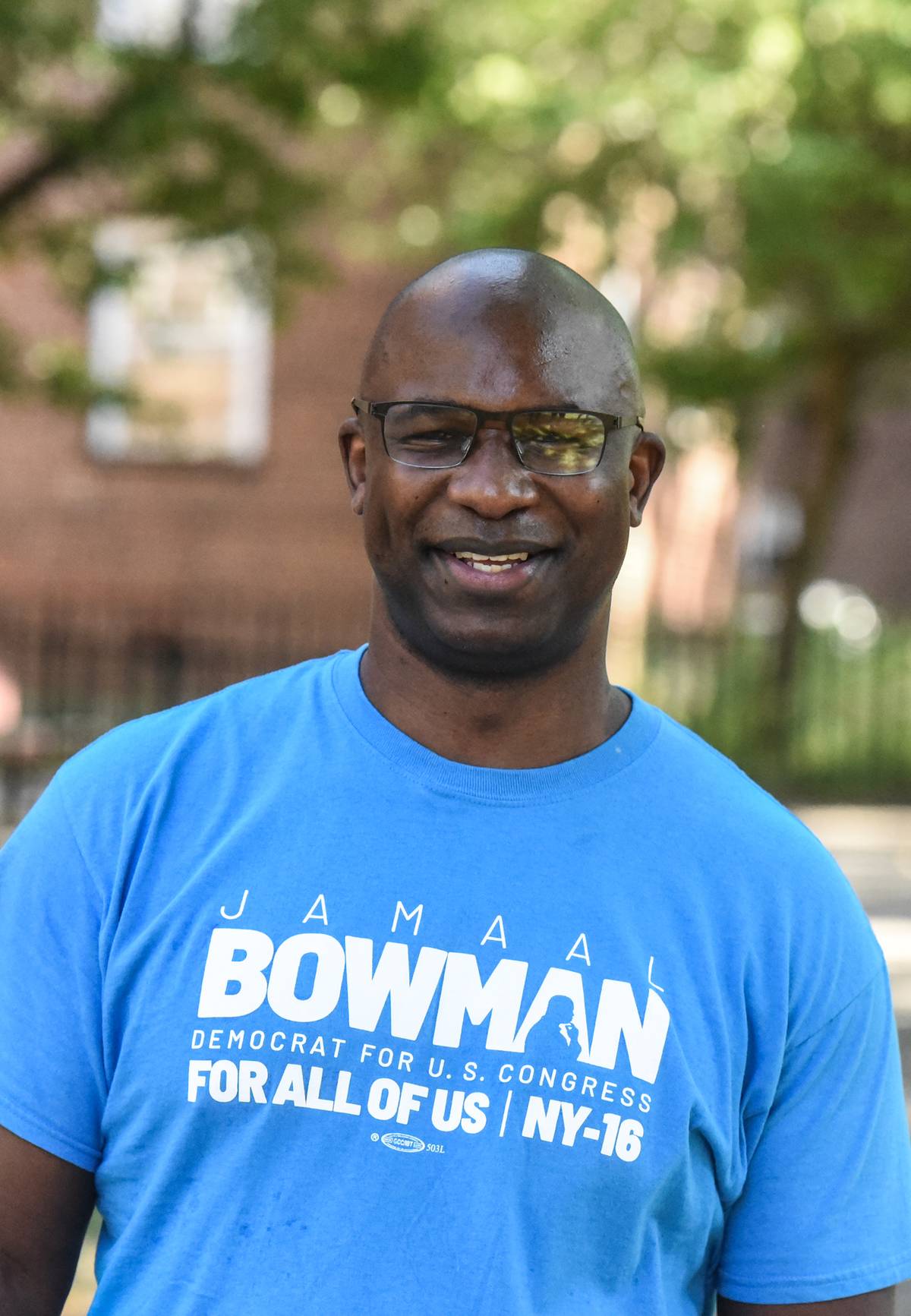 Jamaal Bowman in New York City during the Democratic primary campaign for NY-16, June 2020