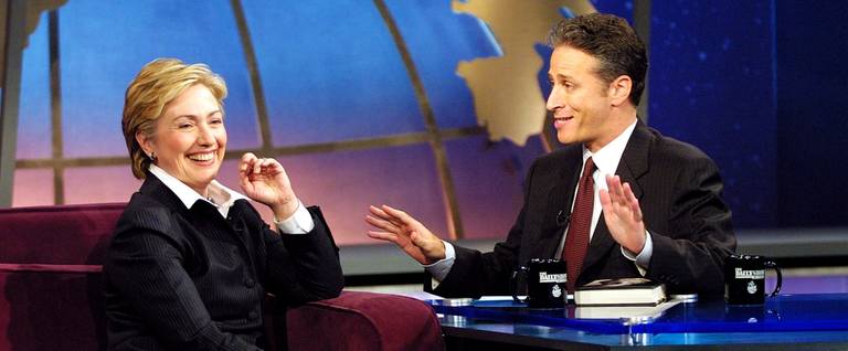 Hillary Rodham Clinton appears on 'The Daily Show With Jon Stewart'  in New York City, October 8, 2003. (Scott Gries/Getty Images for The Daily Show)
