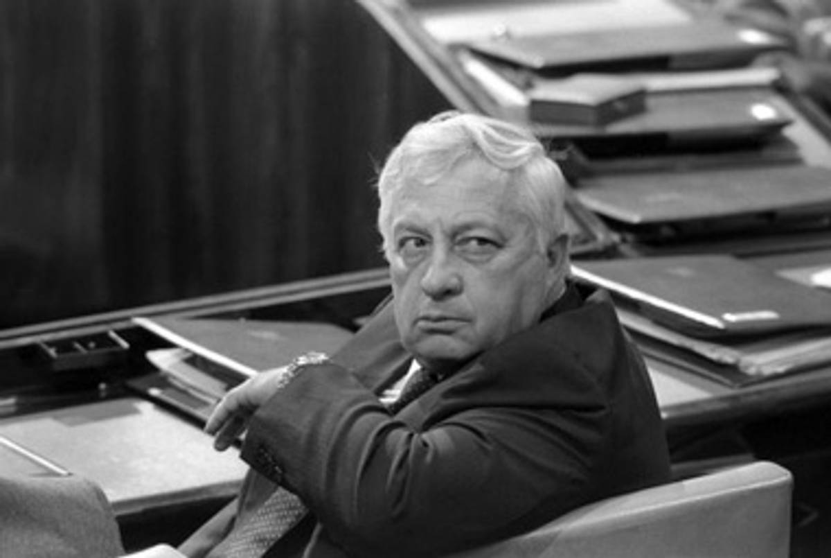 Sharon in the Knesset on May 6, 1985, when he served served as industry and trade minister.(Nati Harnik/GPO via Getty Images)
