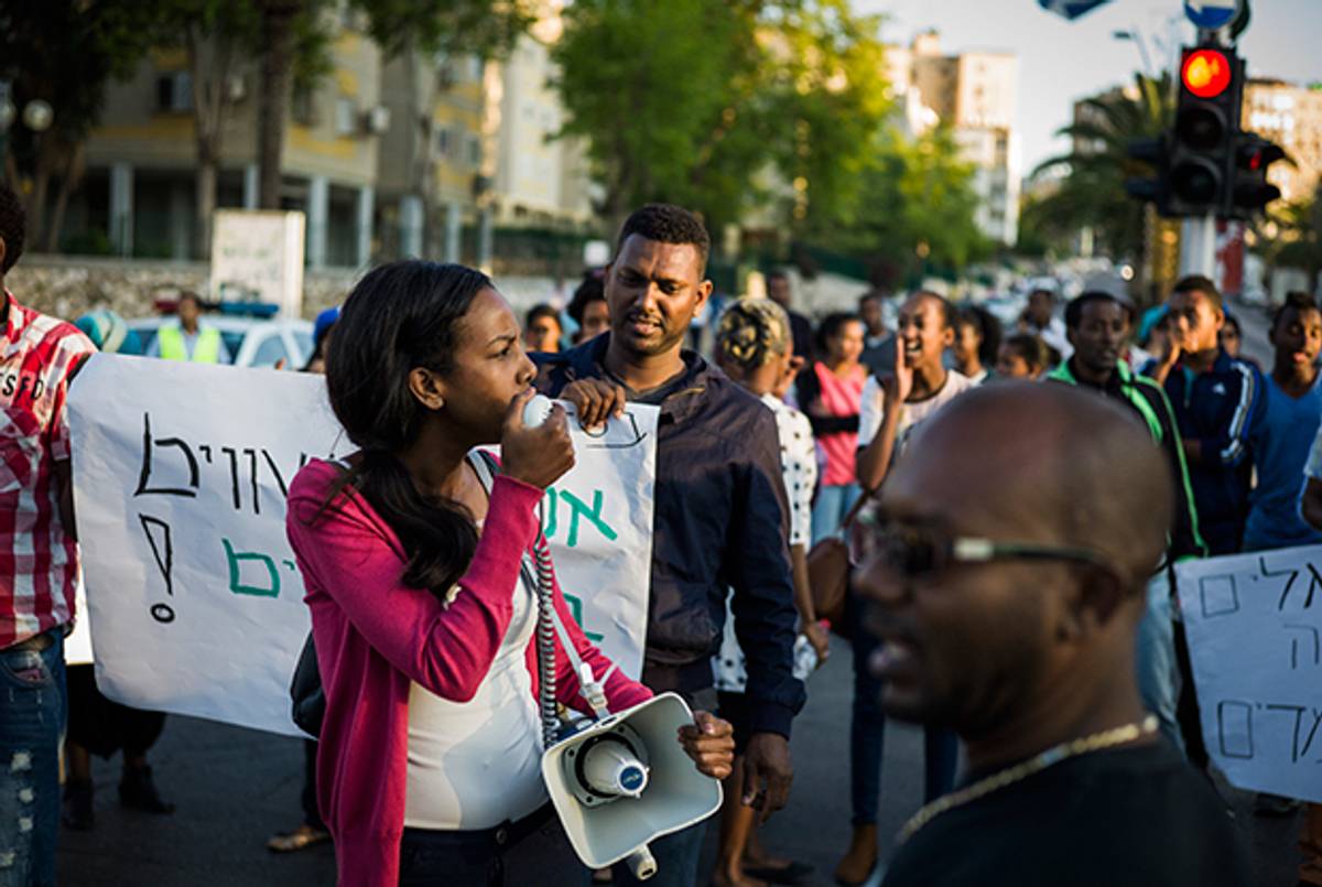 Ethiopian Jews demonstrate against police violence and racism, in the third of such protests, on May 4, 2015 in Kiryat Gat, Israel. (Ilia Yefimovich/Getty Images)
