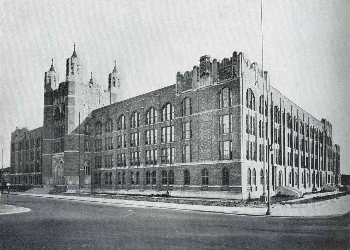 Simon Gratz High School, as it appeared in the 1936 high school yearbook