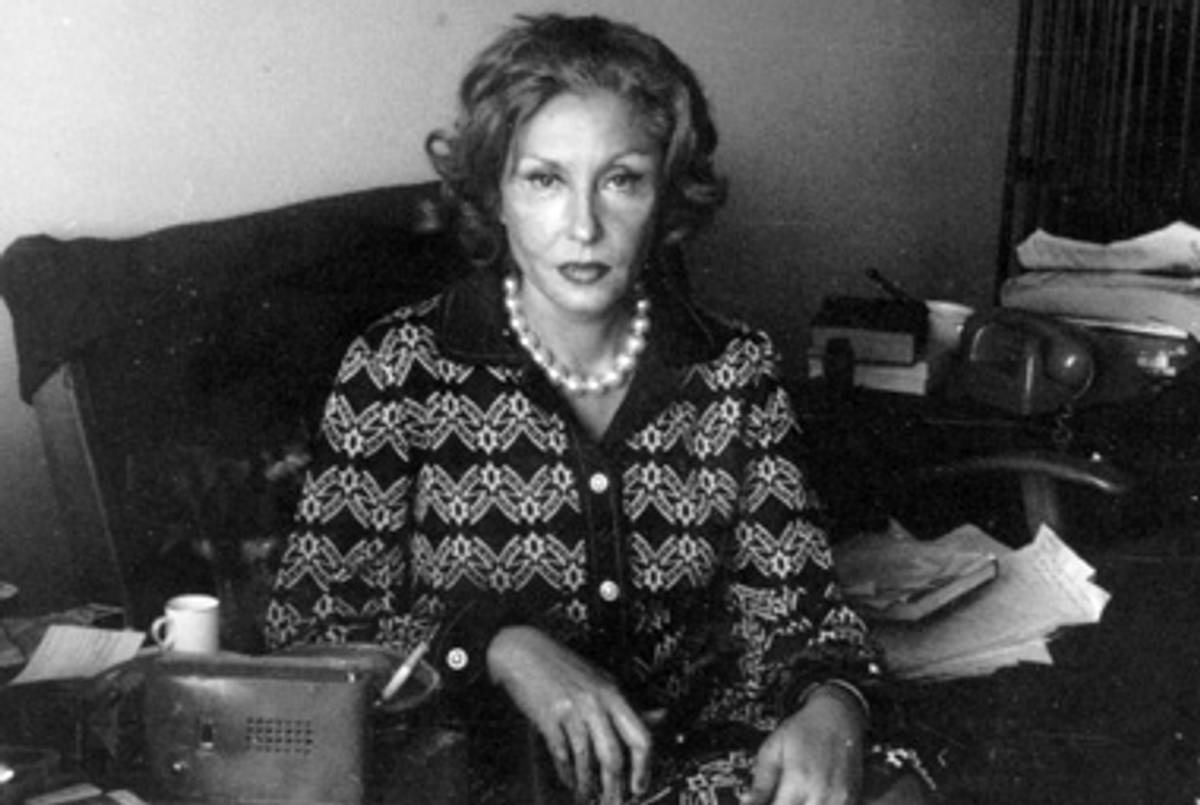 Lispector at home in the 1970s, surrounded by books and scattered manuscripts.(Museo-Arquiva de Literatura Brasileira, Fundação Casa de Rui Barbosa, Rio de Janeiro. Courtesy of Paulo Gurgel Valente.)