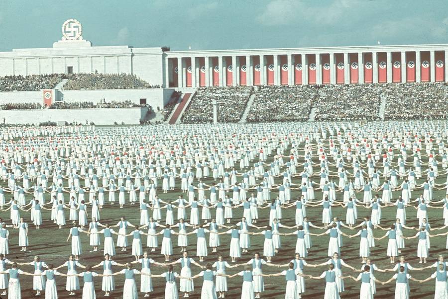 League of German Girls dancing during the Reich Party Congress, 1938