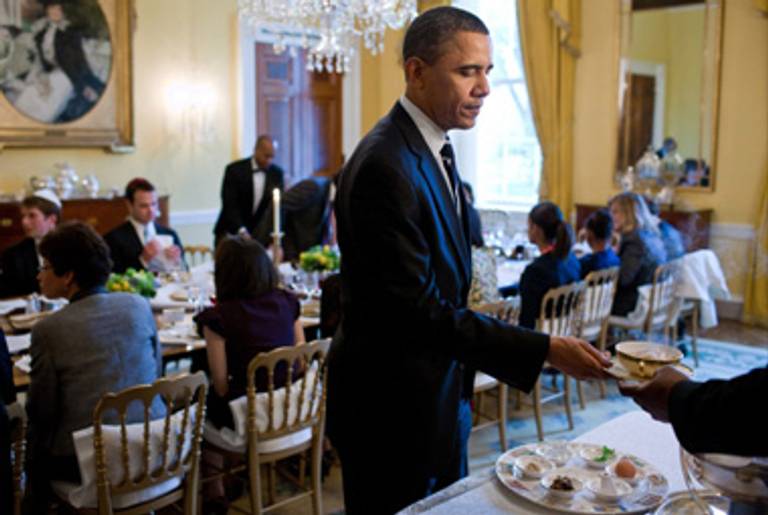 President Obama at his traditional intimate Seder last Monday.(White House)