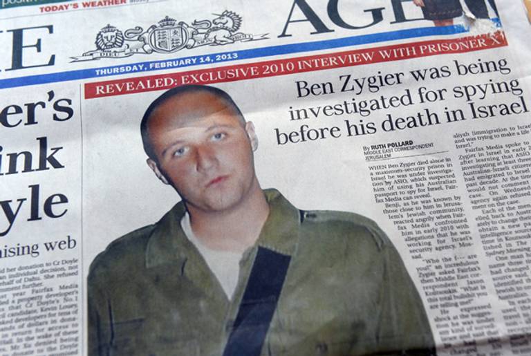  This file photo taken on February 14, 2013 shows Australian newspapers leading their front pages in Australia with the story of Ben Zygier after Israel confirmed it jailed a foreigner in solitary confinement on security grounds who later committed suicide, with Australia admitting it knew one of its citizens had been detained. (WILLIAM WEST/AFP/Getty Images)