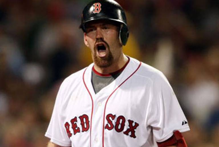 Youkilis after striking out against the Yankees at Fenway on August 23.(Elsa/Getty Images)