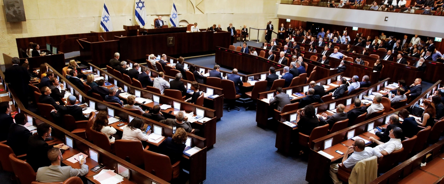 Israeli MPs sit before a vote on a bill to dissolve the Knesset (Israeli parliament) on May 29, 2019, at the Knesset in Jerusalem.