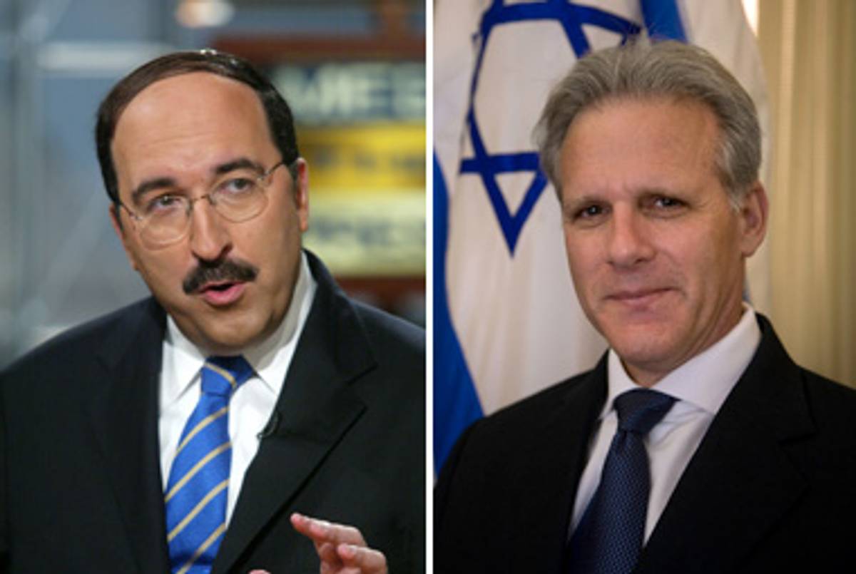 Gold, left, and Oren.(Alex Wong/Getty Images; courtesy Embassy of Israel.)