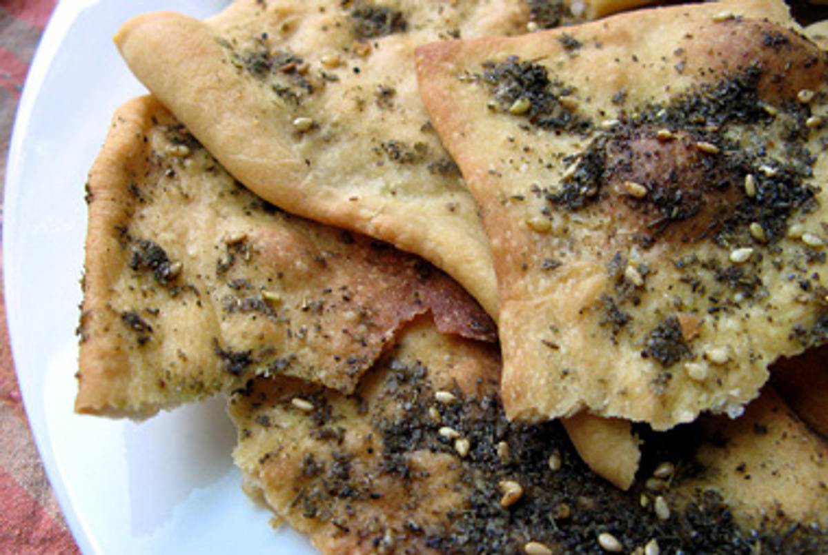 The Middle Eastern spice mixture za'atar, flavoring lavash.(Flickr/Emilie Hardman)