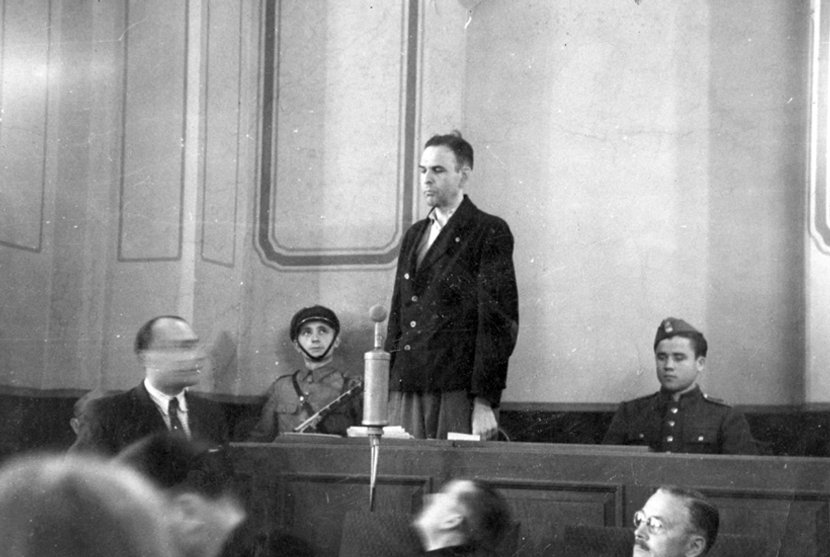 Krakow, Poland: Amon Leopold Goeth during his trial, 1946.(Yad Vashem Digital Collection)