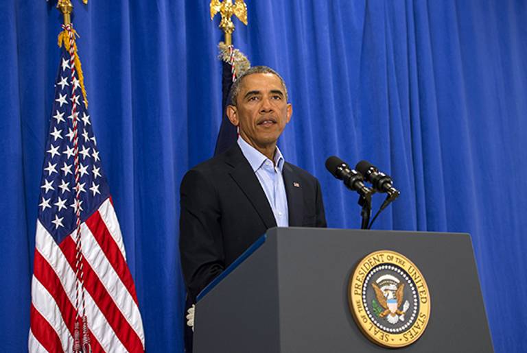 U.S. President Barack Obama makes a statement about the execution of American journalist James Foley by ISIS terrorists in Iraq during a press briefing in Edgartown, Martha's Vineyard, Massachusetts. (Rick Friedman-Pool/Getty Images)