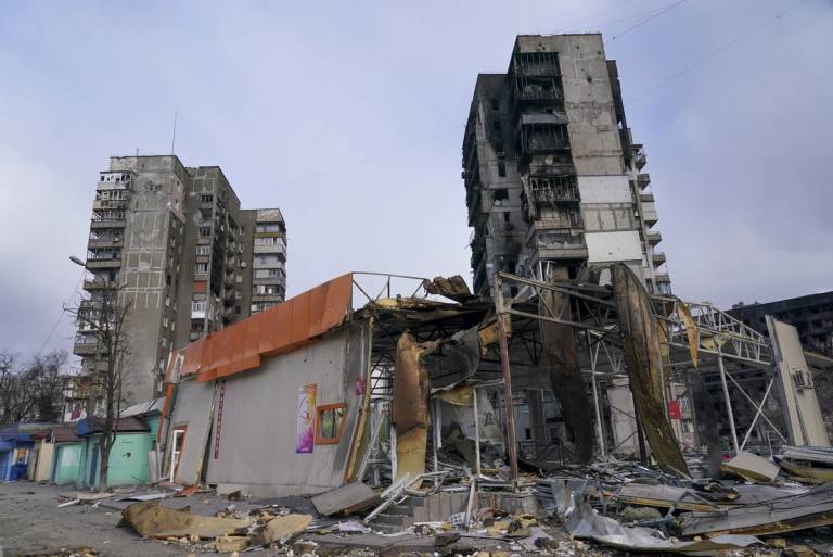 Destroyed buildings in Mariupol in March 2022
