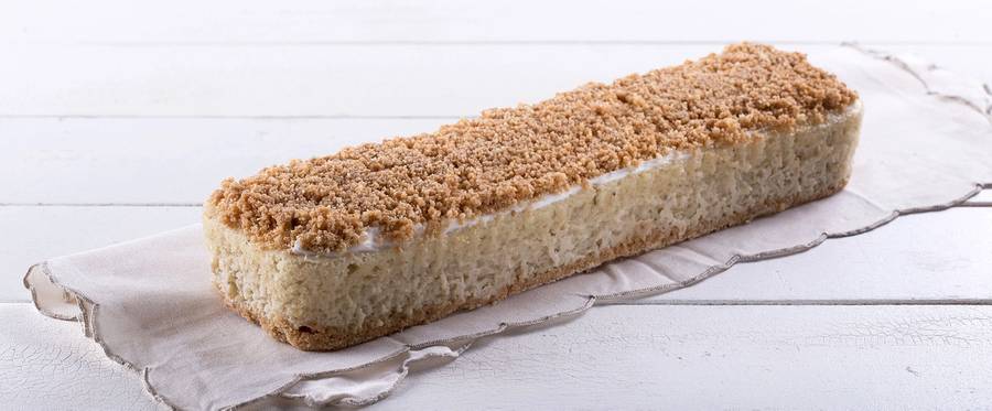 Cashew mousse with coconut crumb topping.