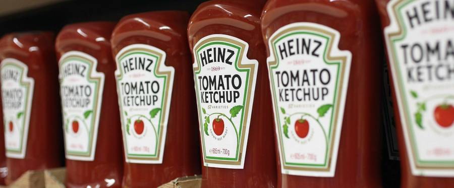 Bottles of H.J. Heinz Co. Tomato Ketchup in London, England, February 15, 2013. 