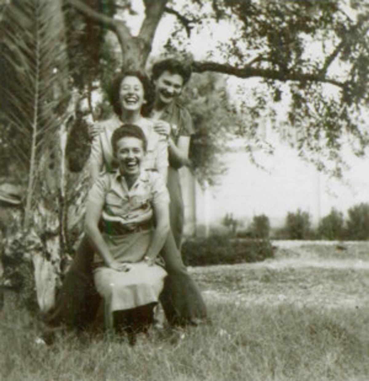 The author’s mother (center) with Roux and Benedict, two non-Jewish nurses brought to Israel from South Africa, 1949.