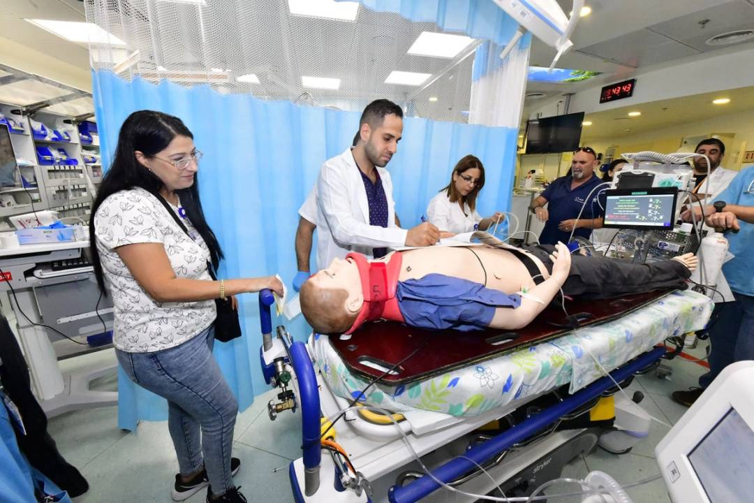Staff receive training in a simulation in the hospital's shock-trauma department