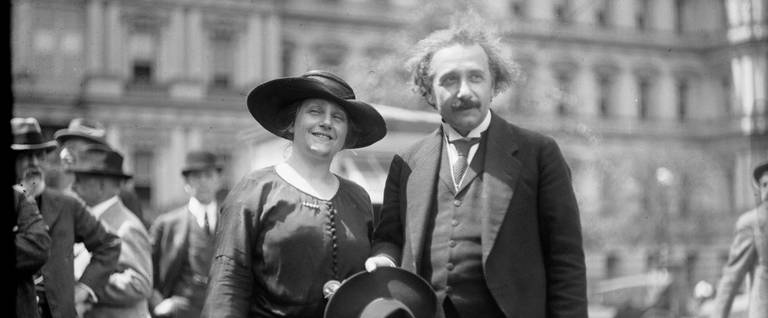 Albert Einstein with wife Elsa, Washington, D.C.