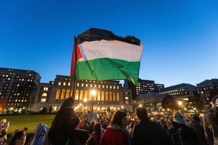 Students participate in a protest in support of Palestine on the Columbia University campus in New York City on Nov. 14, 2023