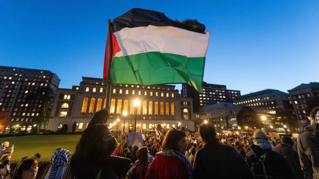 Students participate in a protest in support of Palestine on the Columbia University campus in New York City on Nov. 14, 2023