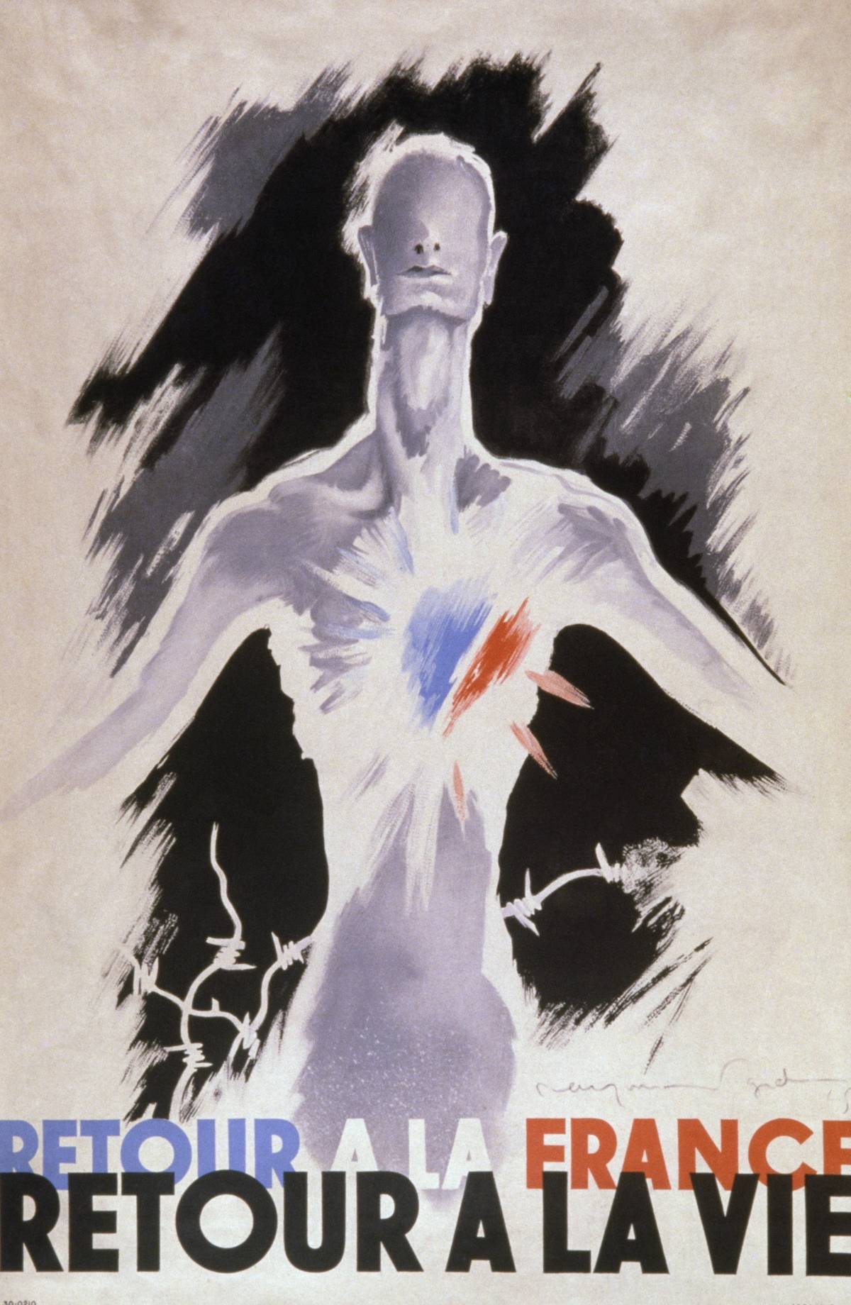 Raymond Gid’s poster, ‘Return to France, Return to Life,’ for the return of deportees from the concentration camps, in 1945