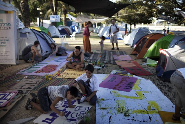 A tent city in Beersheva during last summer's social protests.(Menahem Kahana/AFP/Getty Images)