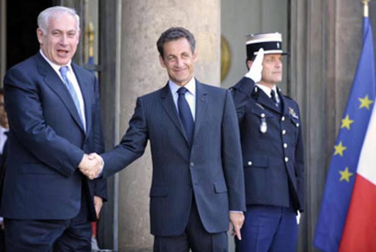 Netanyahu arrives in Paris to meet with President Nicolas Sarkozy today.(AFP/Getty Images)