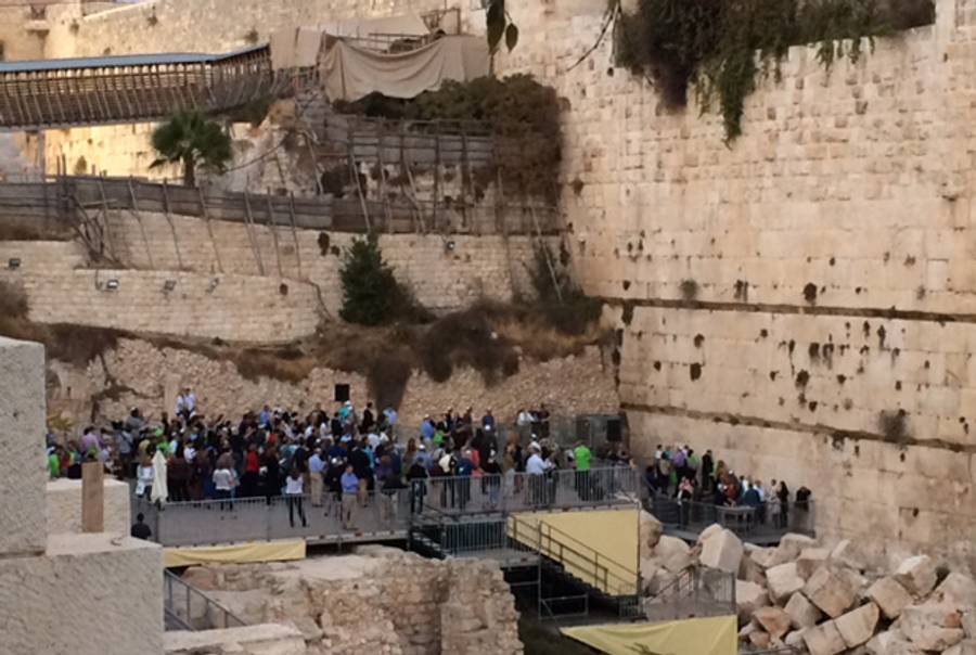The new egalitarian plaza at the Western Wall, about 50 meters south of the existing plaza.(Morton Landowne)
