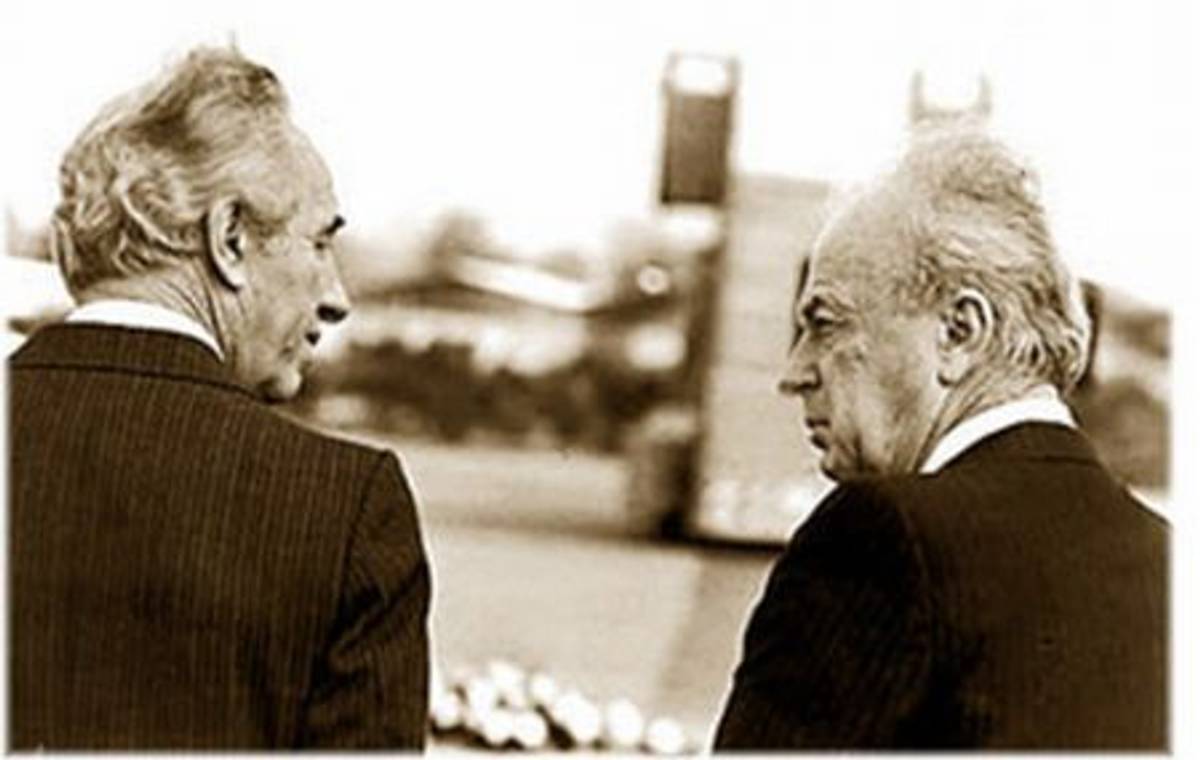 PM Yitzhak Rabin with President Shimon Peres, date unknown. (Israeli Defense Forces/Flickr)