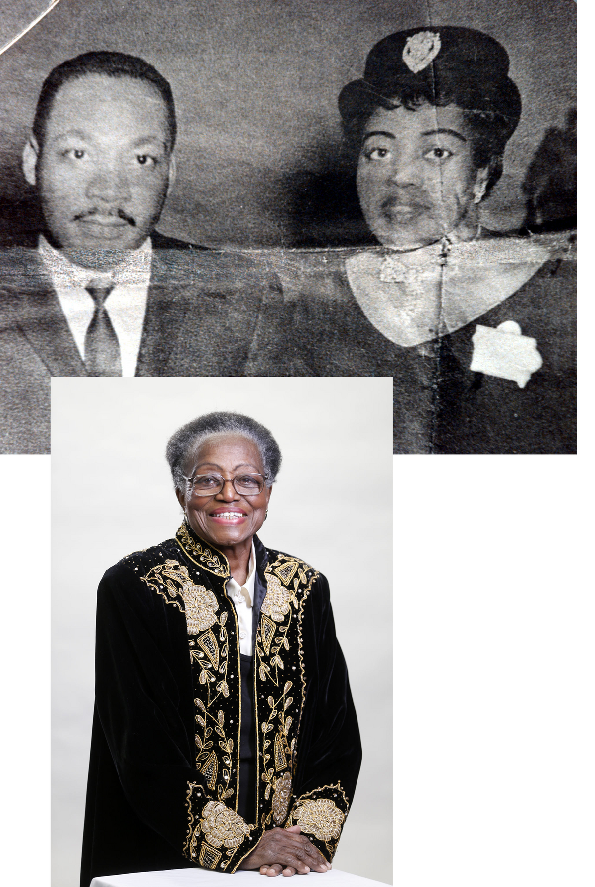 Anna Mae Weems with Martin Luther King Jr. during his visit to Waterloo in 1959 and below, in 2015 