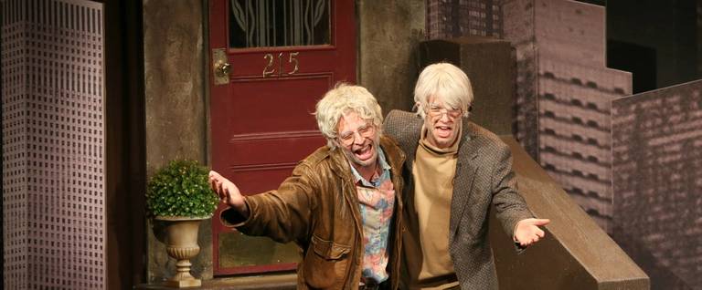 Nick Kroll and John Mulaney perform on stage during the opening night of 'Oh, Hello!' Opening Night at Cherry Lane Theatre in New York City, December 10, 2015. 