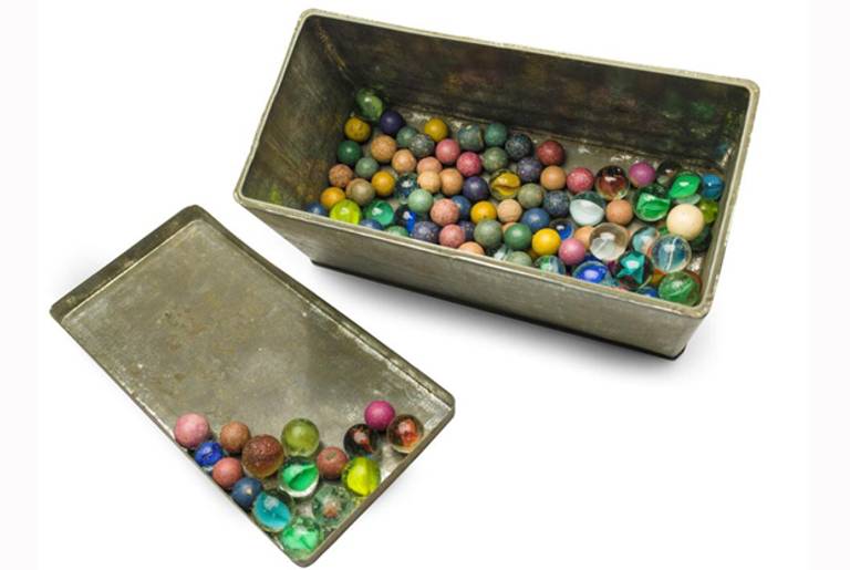 Anne Frank's marbles, currently on display at the Kunsthal Art Gallery in the Netherlands. (AP Photo/Anne Frank House Amsterdam, Diederik Schiebergen)