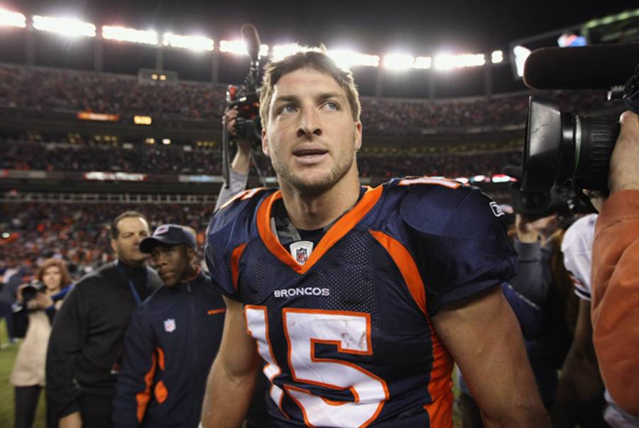 Tim Tebow after the game Sunday.(Doug Pensinger/Getty Images)